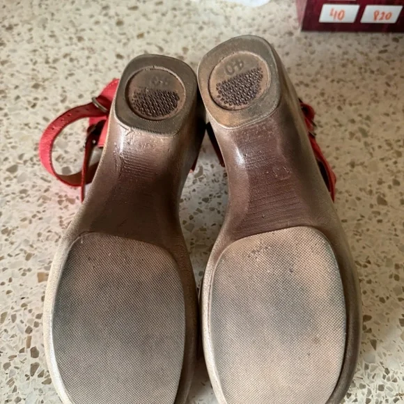 The Jafa 3-Strap Ankle Wedge Sandal in Red. Leather uppers - Picture 6 of 12